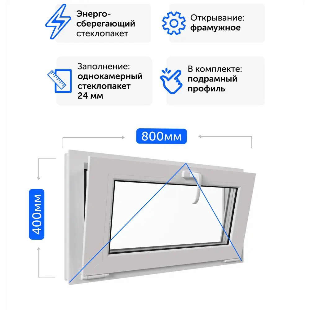 Пластиковое окно ПВХ Brusbox Aero одностворчатое 600x600 мм (ВхШ) однокамерный стеклопакет белый (с двух сторон) в Новочебоксарске — изображение 5