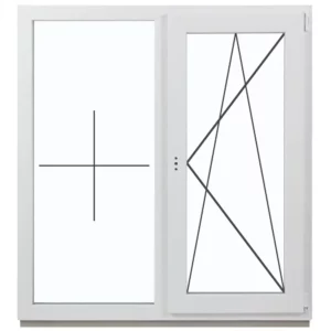 Пластиковое окно ПВХ Brusbox Aero двустворчатое правый 1600x1400мм (ВхШ) однокамерный стеклопакет белый (с двух сторон) в Новочебоксарске
