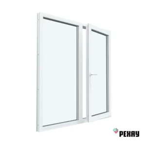 Пластиковое окно ПВХ Рехау Blitz двустворчатое левое глухое/правое поворотно-откидное 1250x1200мм двухкамерный стеклопакет цвет белый в Новочебоксарске