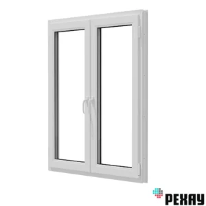 Пластиковое окно ПВХ Рехау Blitz 1300x1000мм (ВхШ) двухстворчатое поворотное левое/поворотно-откидное правое двухкамерный стеклопакет цвет белый в Новочебоксарске