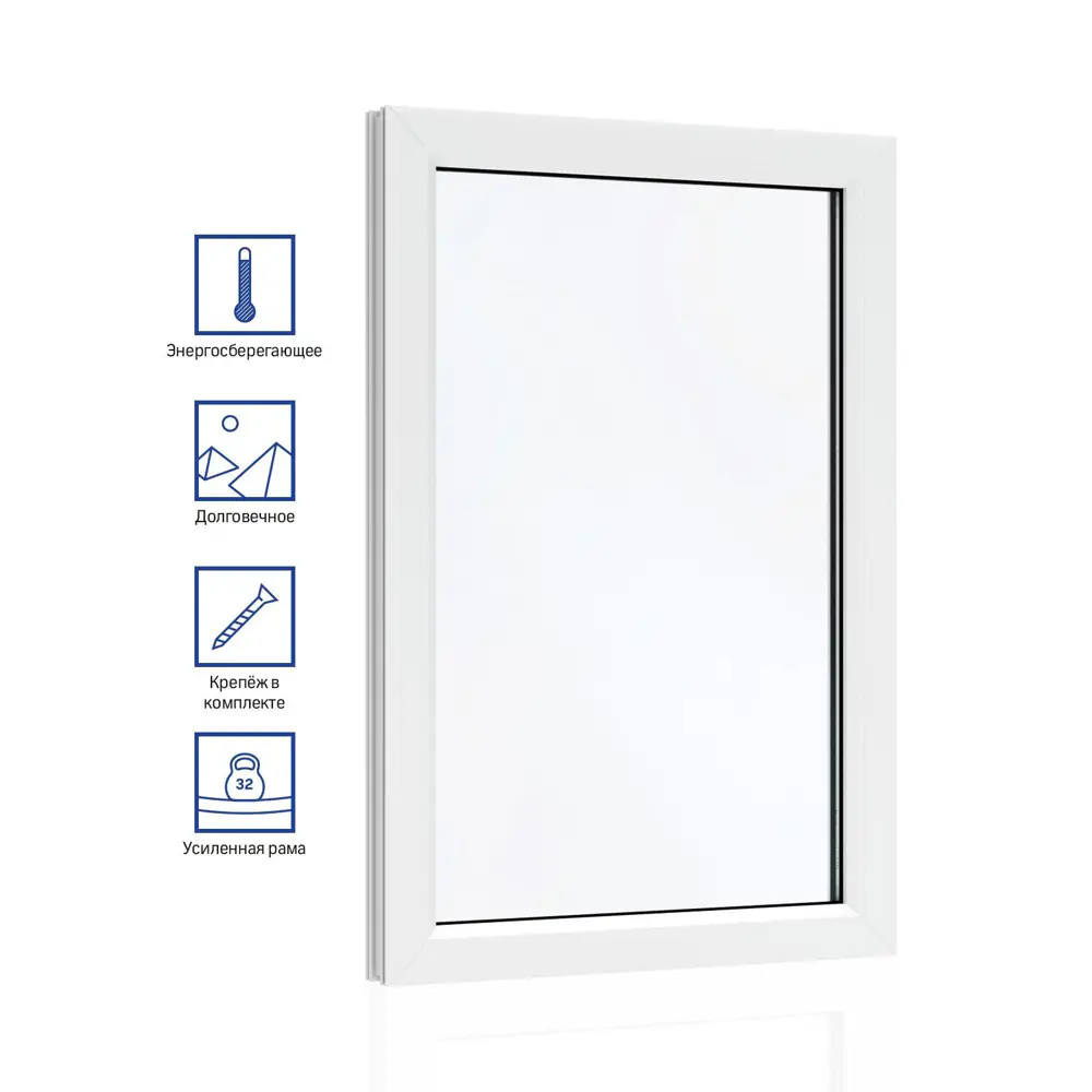Окно ПВХ VEKA WHS 72 глухое ширина 60 х высота 130 см двухкамерный стеклопакет 32мм энергосберегающий в Новочебоксарске — изображение 2