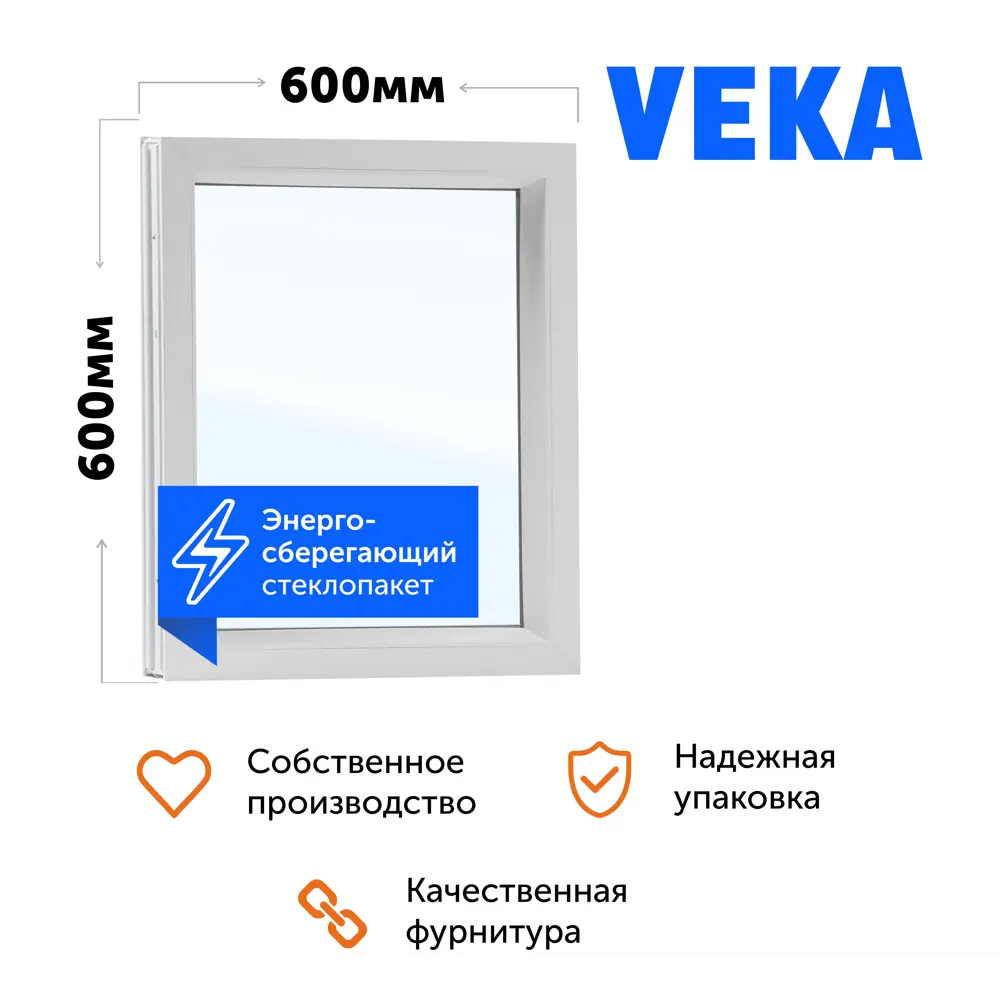 Пластиковое окно ПВХ ТРИ ОКНА 600x600мм (ВхШ) глухое однокамерный стеклопакет цвет белый Новочебоксарск в Новочебоксарске
