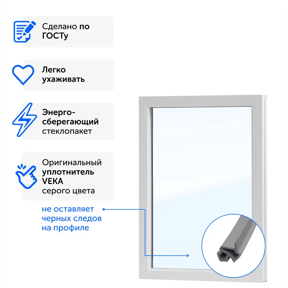 Пластиковое окно ПВХ ТРИ ОКНА глухое 700x500мм однокамерный стеклопакет цвет белый в Новочебоксарске — изображение 5