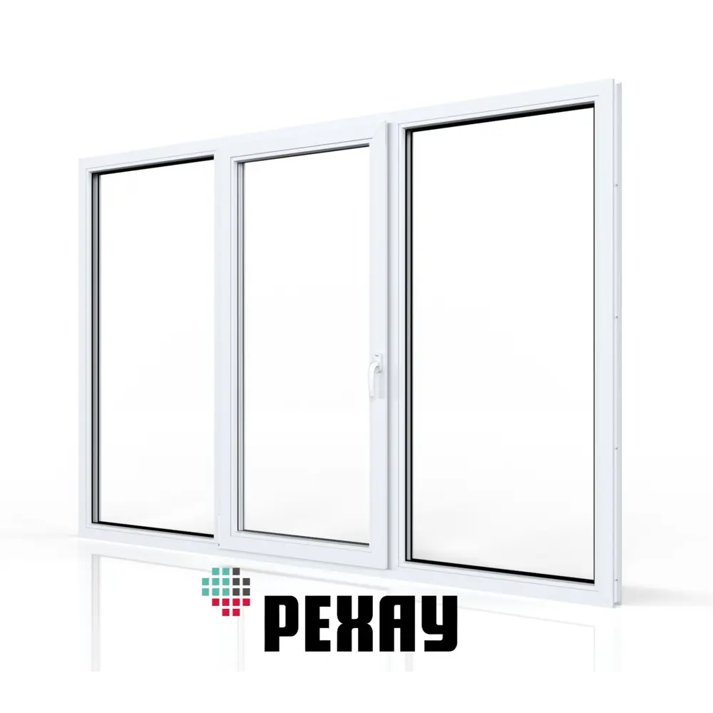 Пластиковое окно ПВХ Рехау 1200x2000см (ВхШ) трехстворчатое правое глухое/центральное поворотно-откидное левое/левое глухое цвет белый/серый антрацит в Новочебоксарске — изображение 3