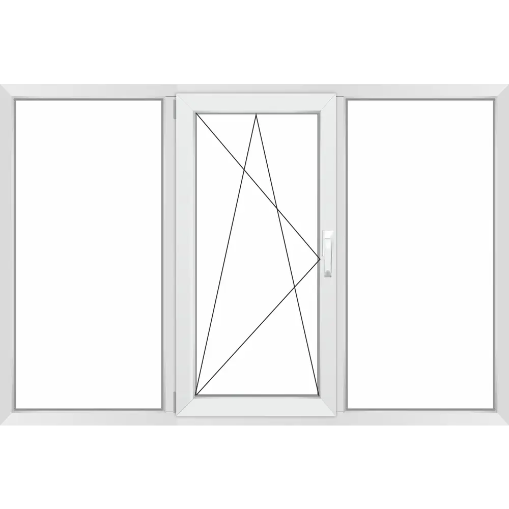 Окно ПВХ REHAU Grazio 70 Размер1900*1400 трехстворчатое 140х190см внутренний двухкамерный в Новочебоксарске