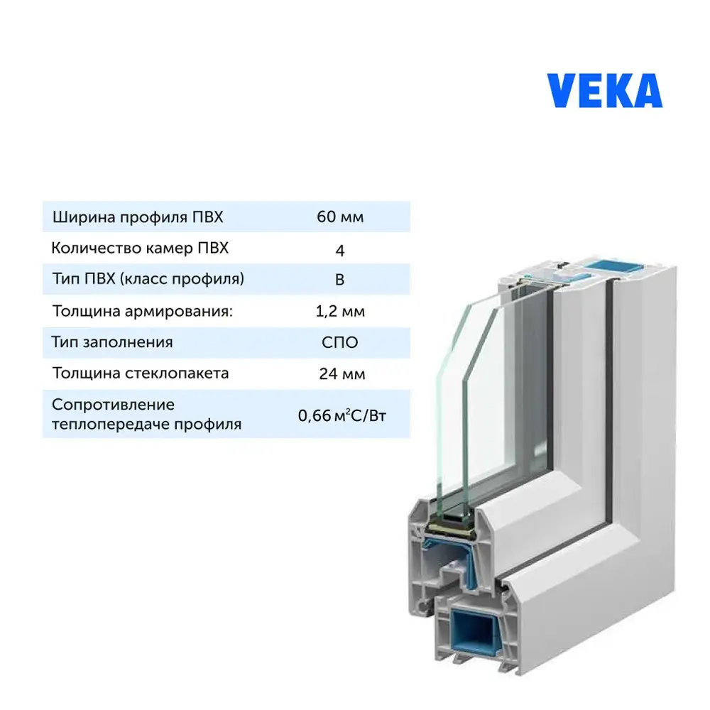 Окно пластиковое ТРИ ОКНА ПВХ 410x430 мм (ШхВ) поворотное, профиль Veka, стеклопакет однокамерный в Новочебоксарске