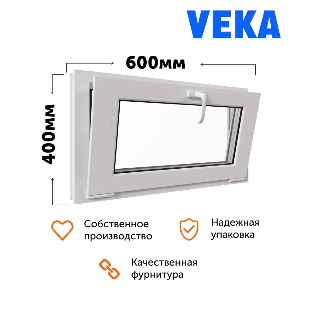 Пластиковое окно ПВХ ТРИ ОКНА 600x400мм (ВхШ) фрамуга откидное однокамерный стеклопакет в Новочебоксарске — изображение 2