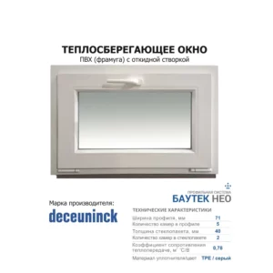 Пластиковое окно ПВХ Brusbox Aero фрамуга 900x900мм (ШхВ) двухкамерный стеклопакет белый в Новочебоксарске