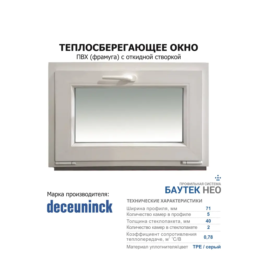 Пластиковое окно ПВХ Brusbox Aero одностворчатое 1000x1300мм (ВхШ) однокамерный стеклопакет белый в Новочебоксарске — изображение 3