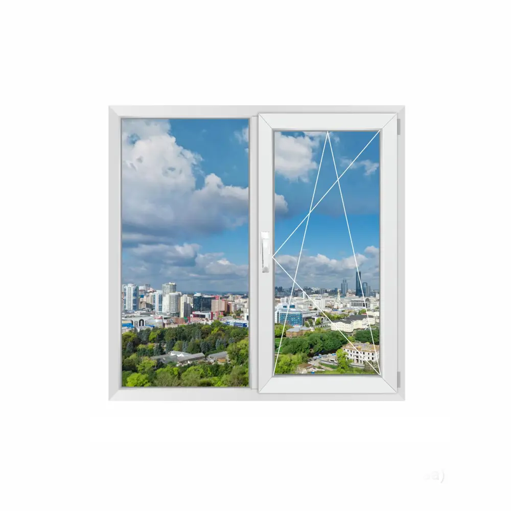 Окно ПВХ REHAU Grazio 70 Размер1800*1100 двухстворчатое 110х180см внутренний двухкамерный в Новочебоксарске