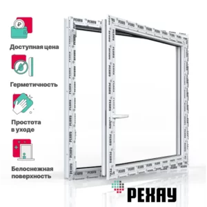 Пластиковое окно ПВХ Рехау Blitz 500x600мм (ВхШ) одностворчатое поворотно-откидное правое двухкамерный стеклопакет белый/золотой дуб в Новочебоксарске