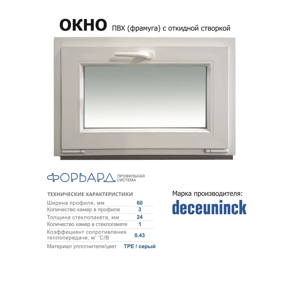 Пластиковое окно ПВХ Brusbox Aero одностворчатое 900x1400мм (ВхШ) однокамерный стеклопакет белый Новочебоксарске