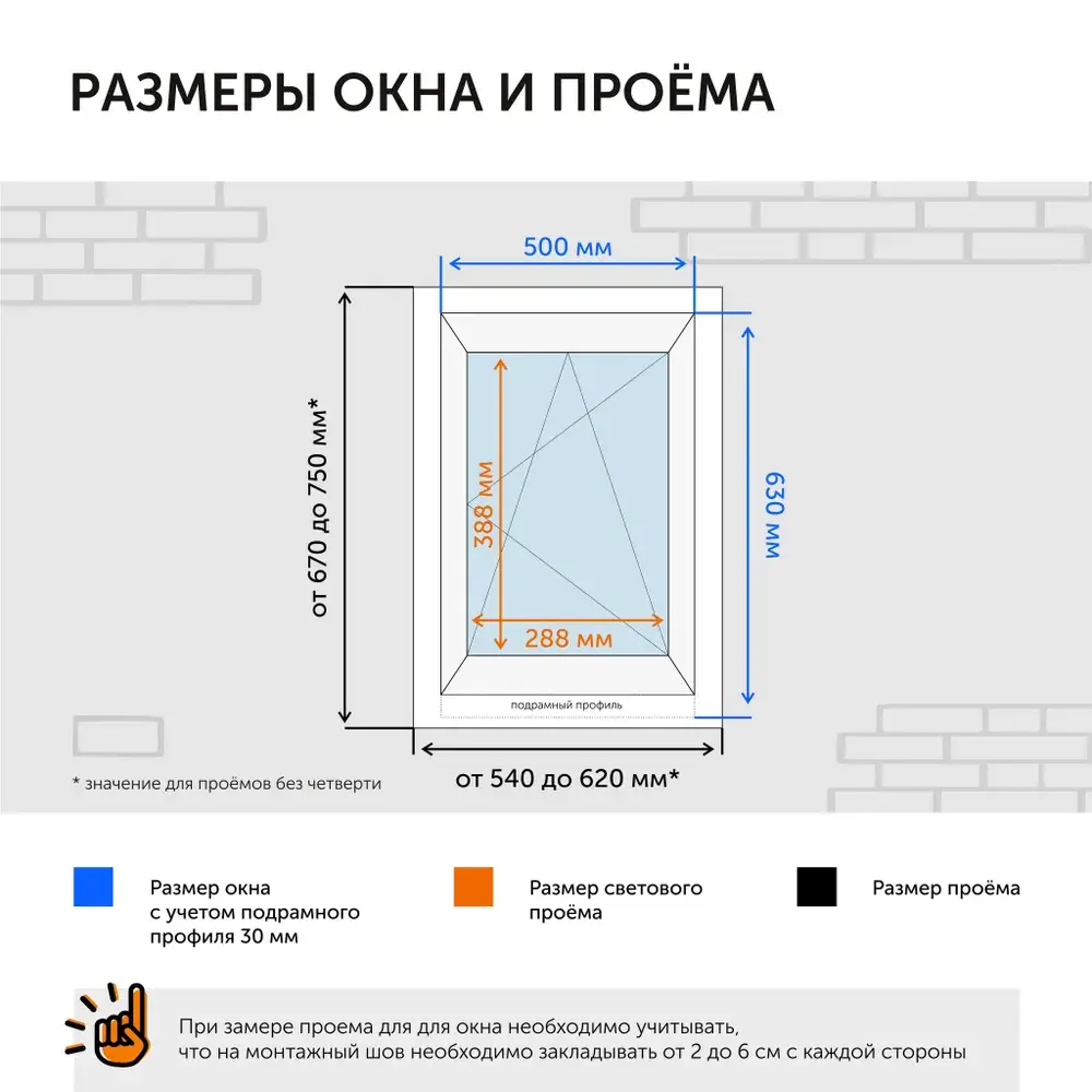 Окно пластиковое ТРИ ОКНА ПВХ 500x600 мм поворотно-откидное, профиль WHS 60 by Veka в Новочебоксарске — изображение 3