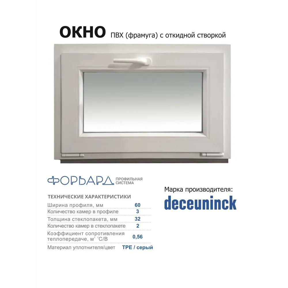 Пластиковое окно ПВХ Brusbox Aero одностворчатое 600x700мм (ВхШ) двухкамерный стеклопакет белый Новочебоксарск в Новочебоксарске — изображение 3