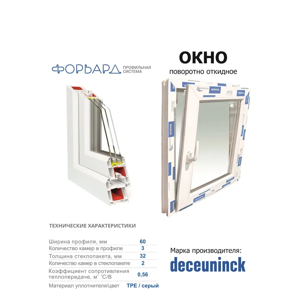 Пластиковое окно ПВХ Brusbox Aero правый двухкамерный стеклопакет 1400x900мм (ВхШ) белый на Новочебоксарске — изображение 3