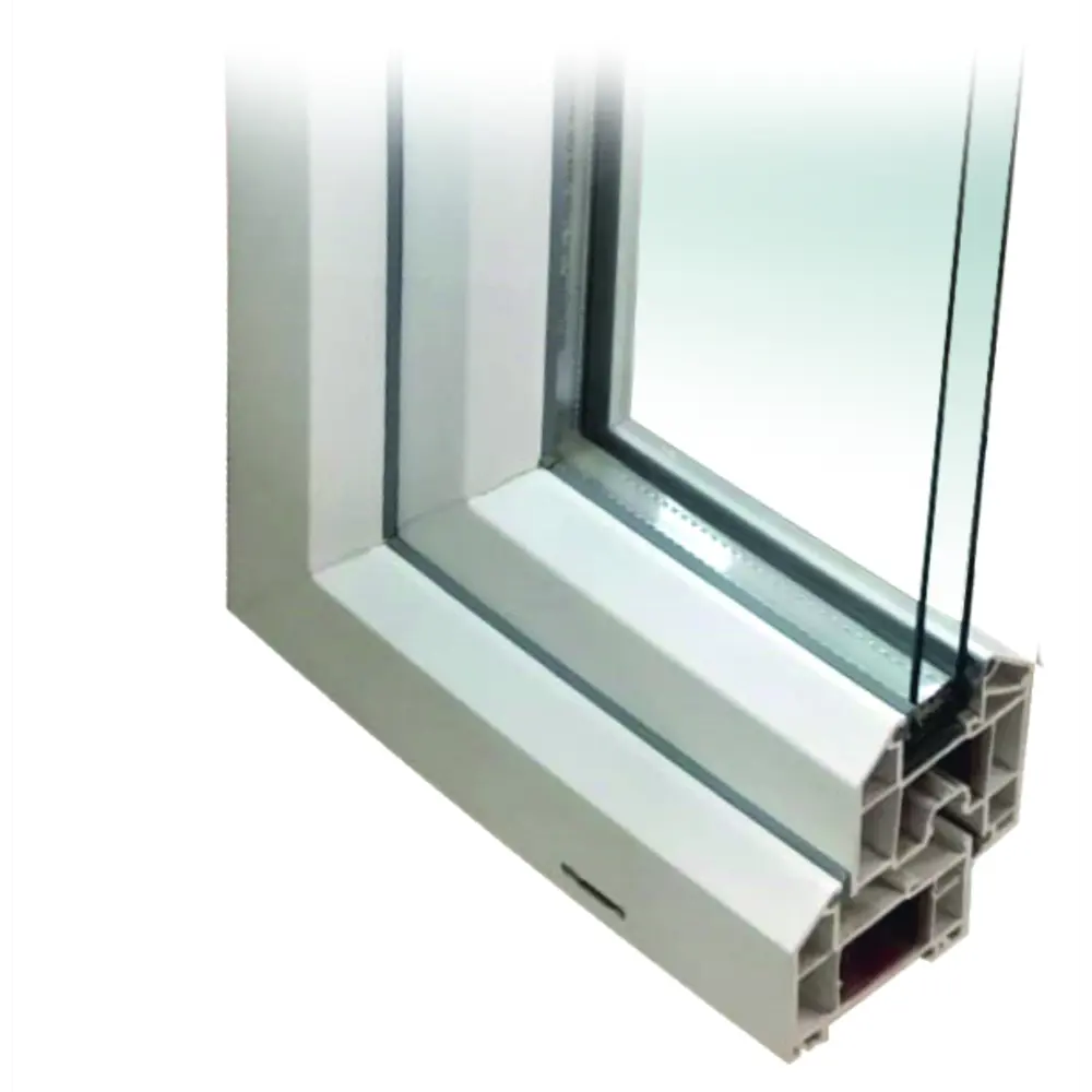 Пластиковое окно ПВХ Brusbox Aero двустворчатое левый 1300x1500мм (ВхШ) однокамерный стеклопакет белый (с двух сторон) в Новочебоксарске
