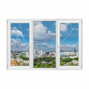Окно ПВХ REHAU Blitz NEW 62 Размер1500*1700 трехстворчатое 170х150см внутренний двухкамерный Новочебоксарск в Новочебоксарске