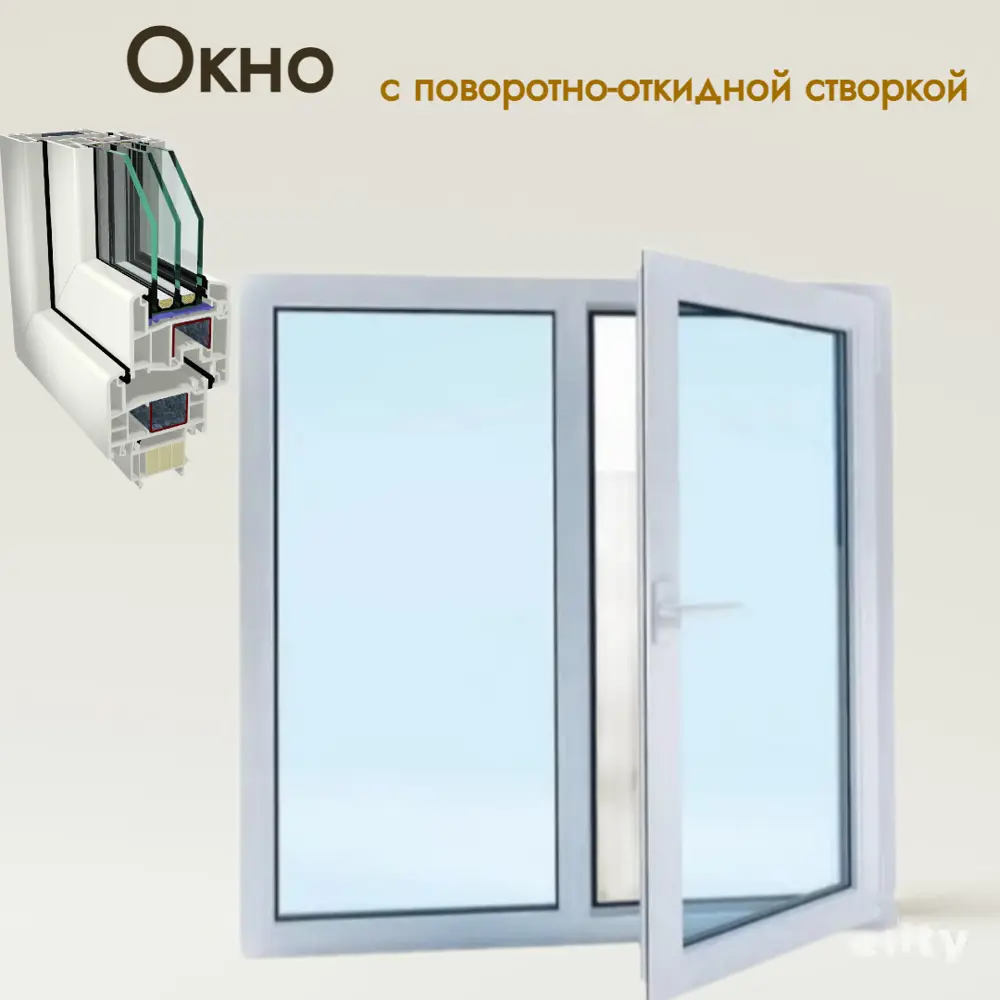 Окно пластиковое ПВХ Gealan двухстворчатое 1400x1300см (ВхШ) правый двухкамерный стеклопакет белый в Новочебоксарске