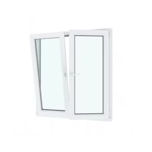Пластиковое окно ТРИ ОКНА ПВХ правое поворотное/левое поворотно-откидное 130x120см однокамерный белый на Новочебоксарске
