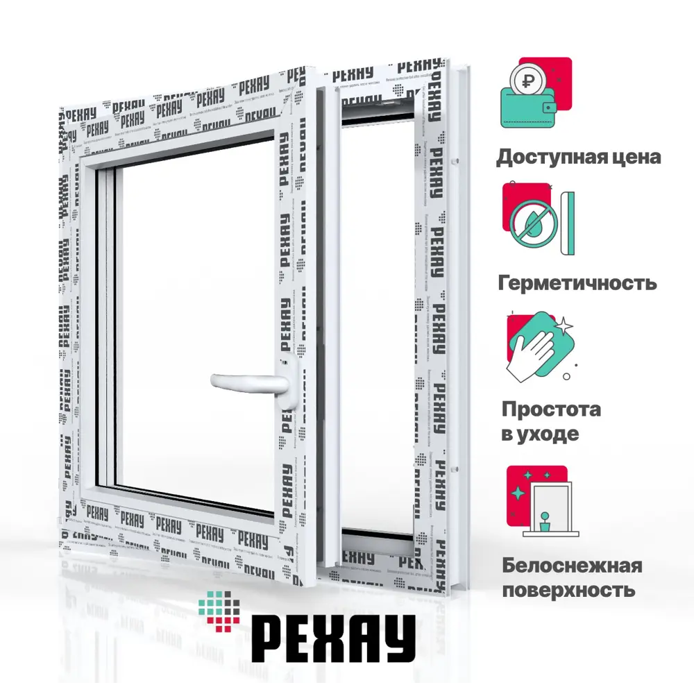 Пластиковое окно ПВХ Рехау Blitz 600x600мм (ВхШ) одностворчатое поворотно-откидное левое двухкамерный стеклопакет белый/золотой дуб в Новочебоксарске