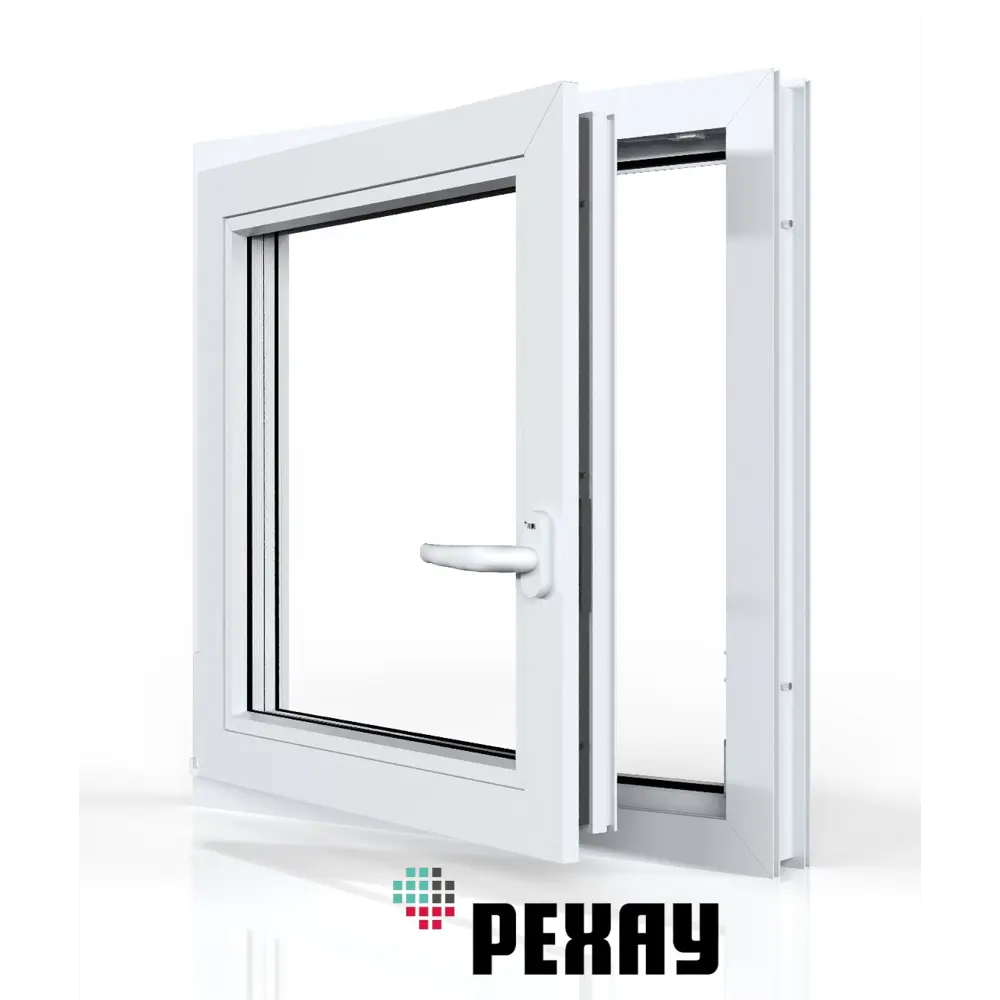Пластиковое окно ПВХ Рехау Blitz 600x600мм (ВхШ) одностворчатое поворотно-откидное левое двухкамерный стеклопакет белый/золотой дуб в Новочебоксарске — изображение 2