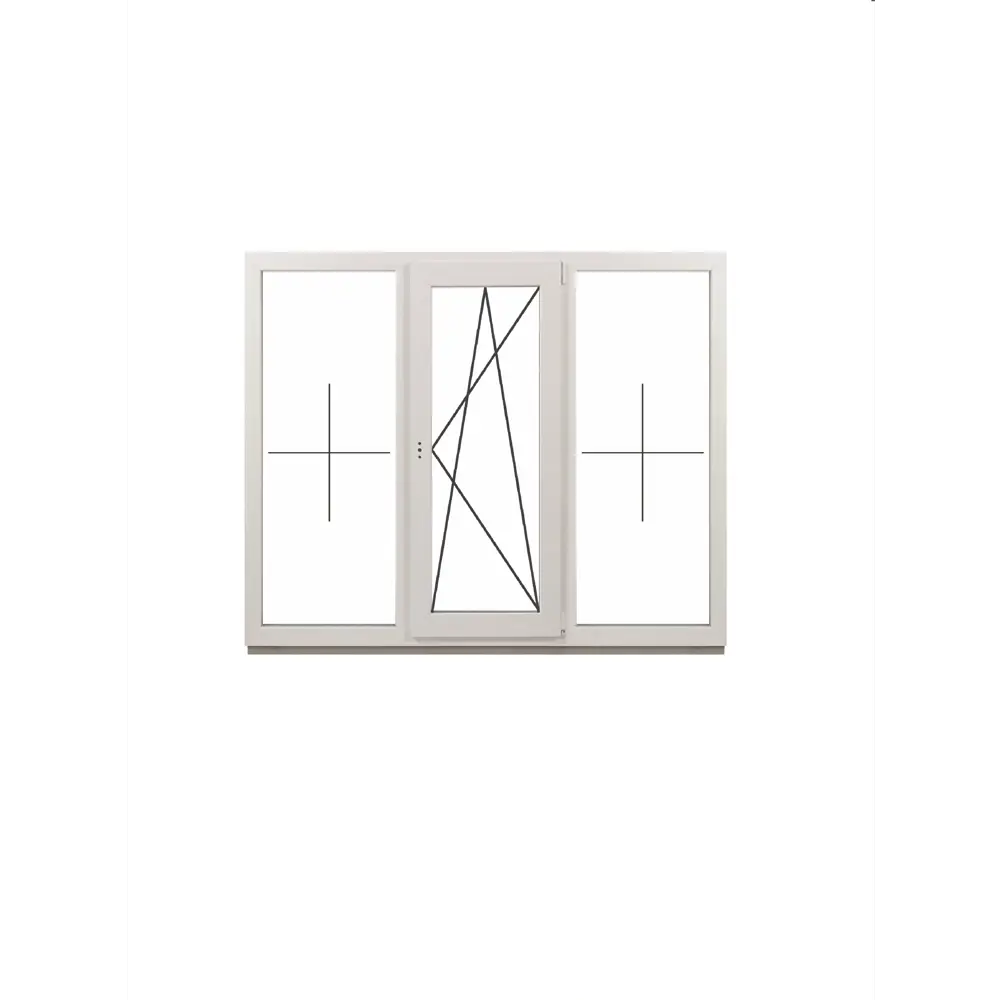 Пластиковое окно ПВХ ТРИ ОКНА трехстворчатое 1500x1700мм (ВхШ) двухкамерный стеклопакет в Новочебоксарске — изображение 2
