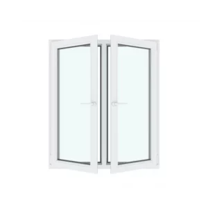 Окно ПВХ двустворчатое правое поворотное/левое поворотно-откидное 140х120см Wintech Isotech 530 двухкамерный стеклопакет Золотистый дуб в Новочебоксарске