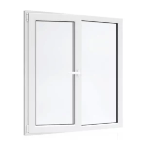 Окно ПВХ двустворчатое VEKA WHS 72 ширина 110 х высота 110 см правое глухое/левое поворотно-откидное с ручкой Rhapsody двухкамерный стеклопакет в Новочебоксарске