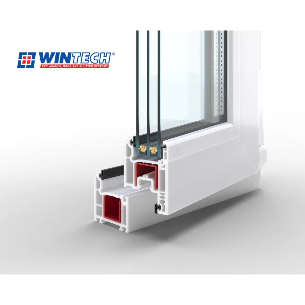 Окно ПВХ двустворчатое левое глухое/правое поворотно-откидное 130х100см Wintech Isotech 530 двухкамерный стеклопакет Золотистый дуб в Новочебоксарске — изображение 4