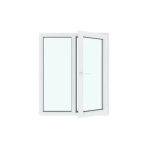 Окно ПВХ двустворчатое левое глухое/правое поворотно-откидное 130х110см Wintech Isotech 530 однокамерный стеклопакет Серый антрацит в Новочебоксарске