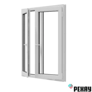 Пластиковое окно ПВХ Рехау Blitz 1300x1300мм (ВхШ) двухстворчатое поворотное левое/поворотно-откидное правое однокамерный стеклопакет цвет белый в Новочебоксарске