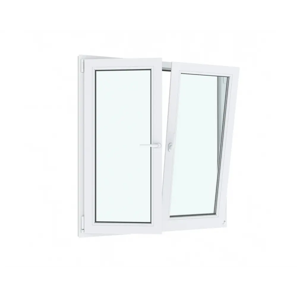 Пластиковое окно ТРИ ОКНА ПВХ левое поворотное/правое поворотно-откидное 130x120см двухкамерный белый Новочебоксарске