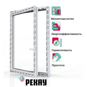 Пластиковое окно ПВХ Рехау одностворчатое 1440x870мм (ВхШ) двухкамерный стеклопакет белый/темный дуб в Новочебоксарске