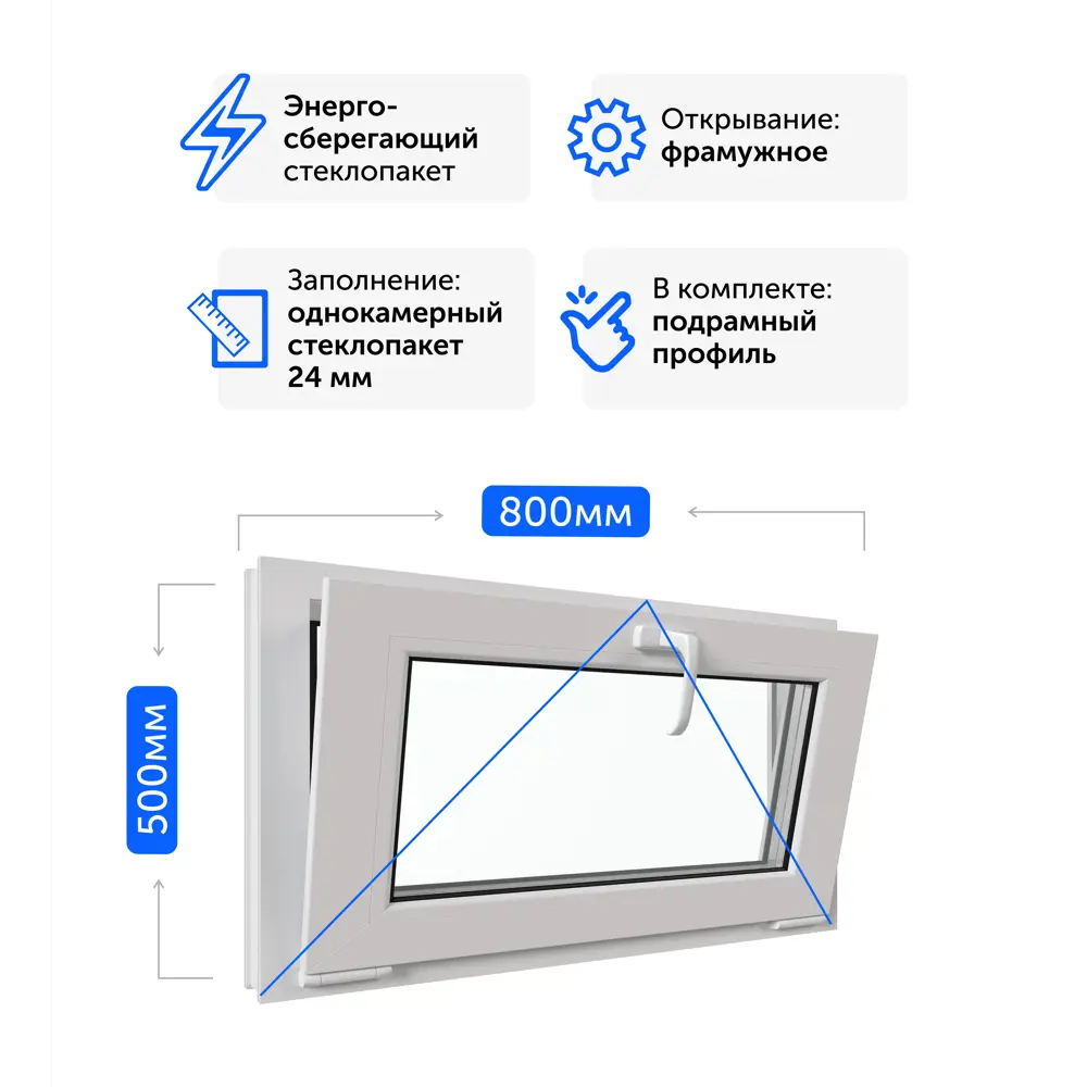 Пластиковое окно ПВХ ТРИ ОКНА глухое 600x500мм однокамерный стеклопакет цвет белый Новочебоксарск в Новочебоксарске — изображение 4