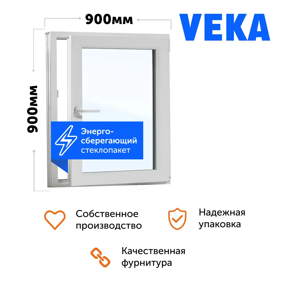 Пластиковое окно ПВХ ТРИ ОКНА 900x900мм (ВхШ) поворотно-откидное однокамерный стеклопакет в Новочебоксарске — изображение 4