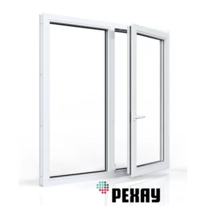 Пластиковое окно ПВХ Рехау Blitz 700x1300мм (ВхШ) двухстворчатое глухое левое/поворотно-откидное правое однокамерный стеклопакет цвет белый в Новочебоксарске