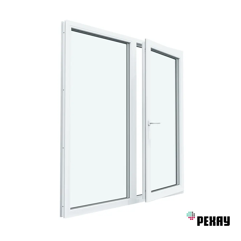 Пластиковое окно ПВХ Рехау Blitz двустворчатое левое глухое/правое поворотно-откидное 1250x1100мм однокамерный стеклопакет цвет белый в Новочебоксарске