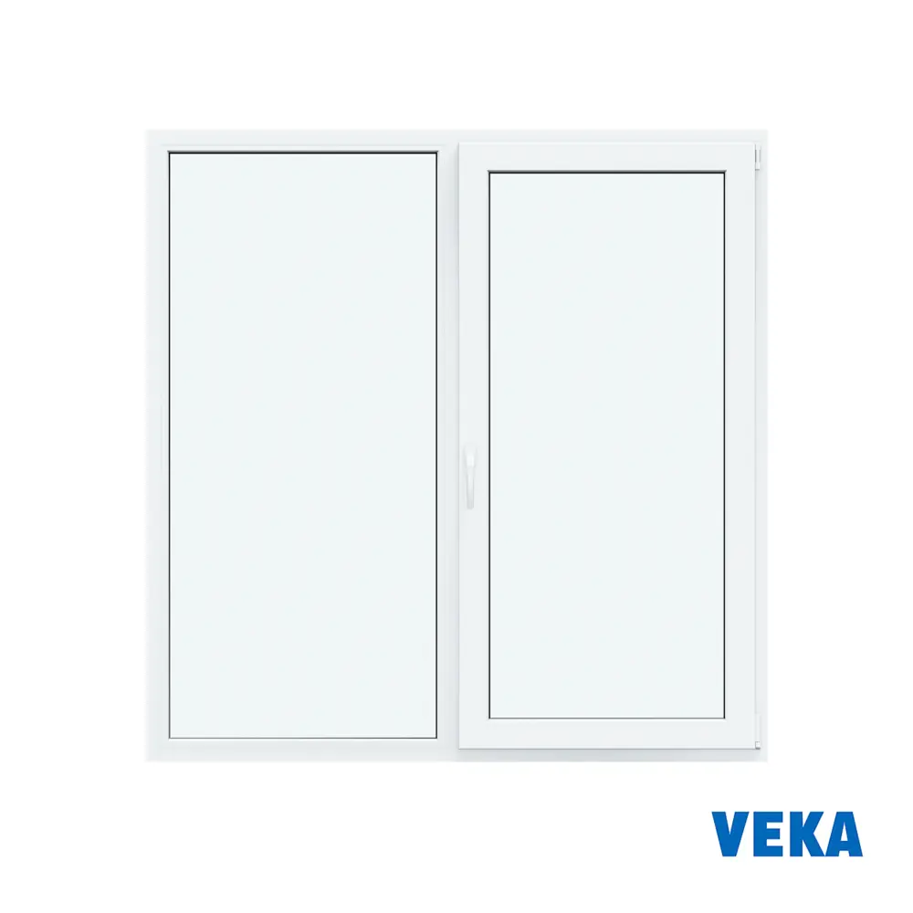 Пластиковое окно ПВХ Veka1250x1100мм (ВхШ) двухстворчатое глухое левое/поворотно-откидное правое двухкамерный стеклопакет белый в Новочебоксарске — изображение 3