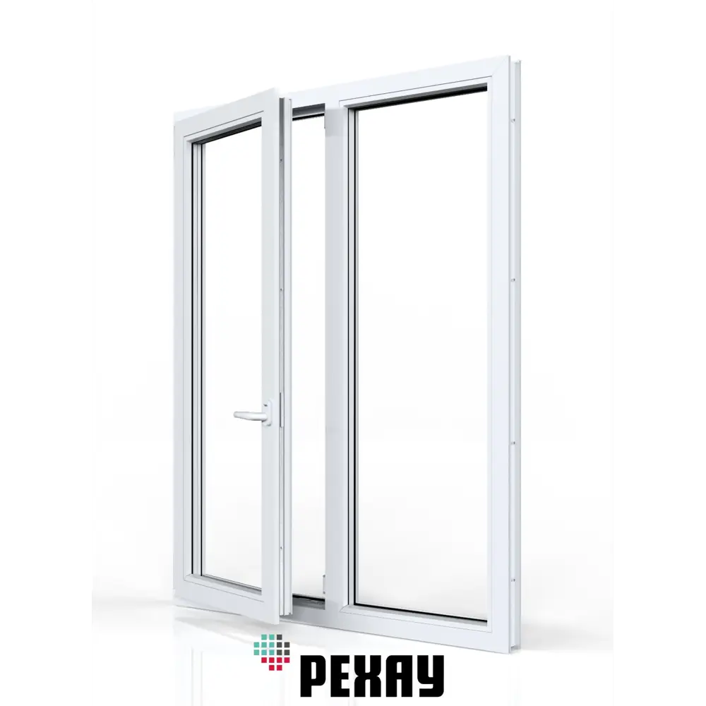 Пластиковое окно ПВХ Рехау Blitz 1300x1200мм (ВхШ) двухстворчатое поворотно-откидное левое/глухое правое двухкамерный стеклопакет белый/золотой дуб Новочебоксарске — изображение 6
