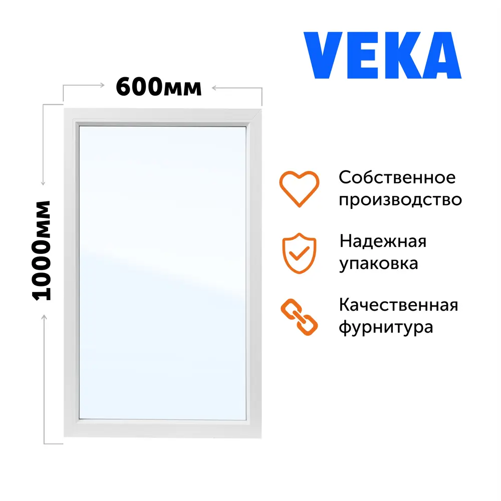 Пластиковое окно ПВХ ТРИ ОКНА глухое 1000x600мм одно стекло цвет белый в Новочебоксарске — изображение 2