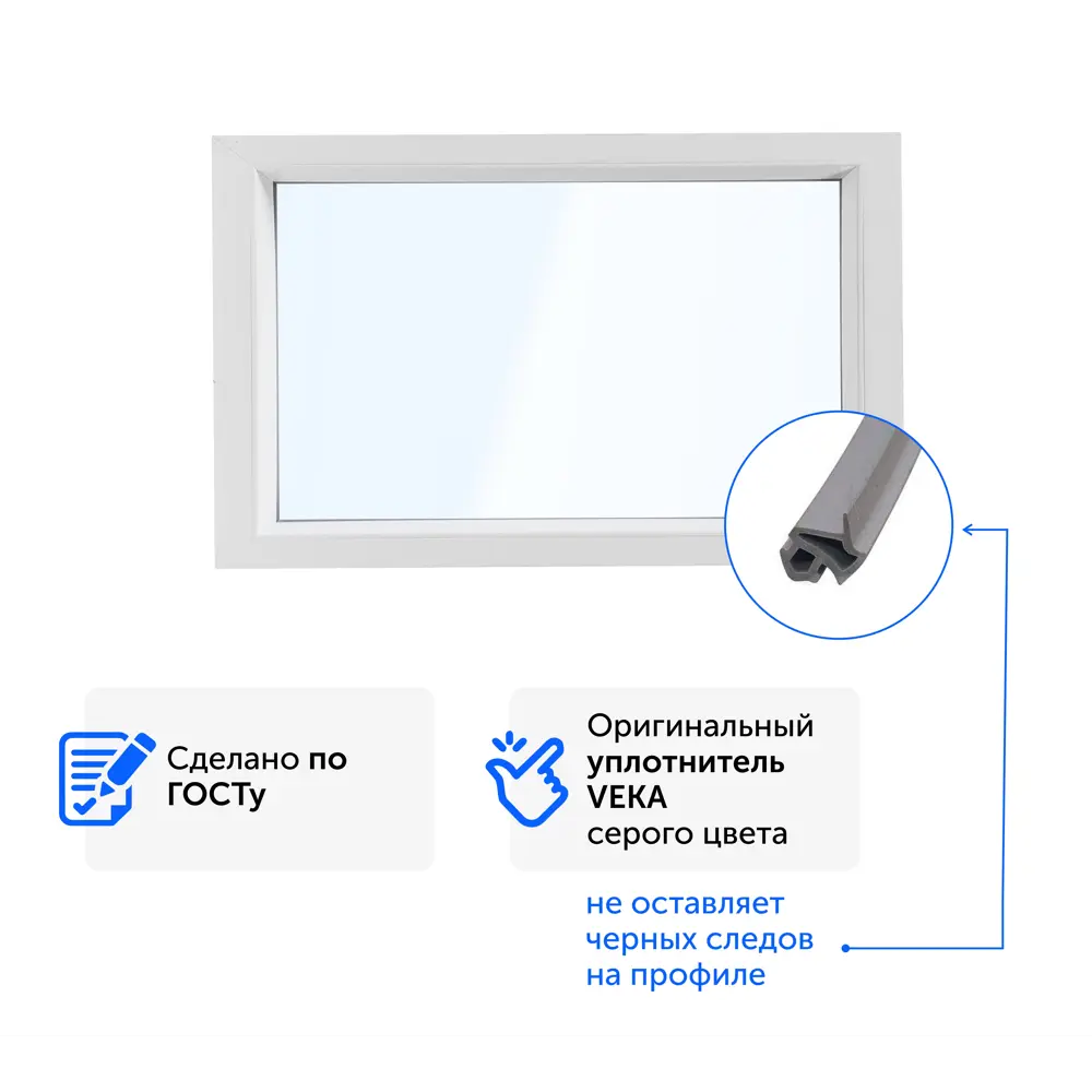 Пластиковое окно ПВХ ТРИ ОКНА 600x400мм (ВхШ) глухое однокамерный стеклопакет в Новочебоксарске — изображение 6