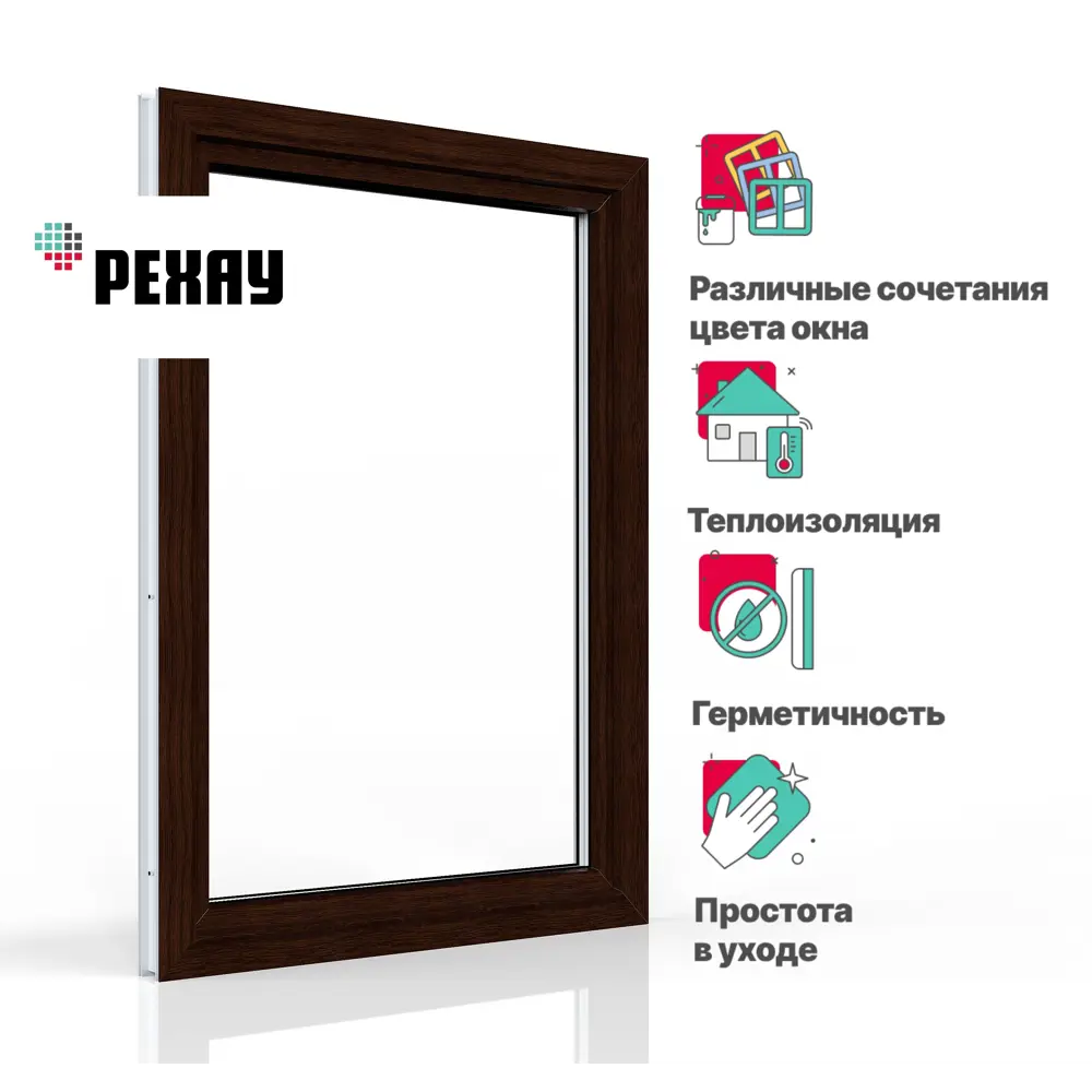 Пластиковое окно ПВХ Рехау одностворчатое 900x800мм поворотно-откидное правое (ВхШ) двухкамерный стеклопакет белый/темный дуб в Новочебоксарске — изображение 11