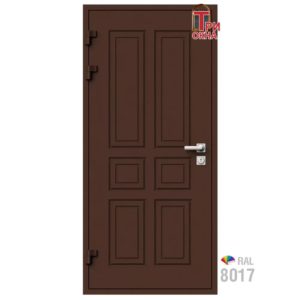 Морозостойкая входная утепленная дверь из дерева для коттеджа Grand Wood G7 227x86см левый цвет коричневый RAL 8017 в Новочебоксарске