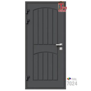 Морозостойкая входная утепленная дверь из дерева для коттеджа Grand Wood G20 207x86см левый цвет серый RAL 7024 в Новочебоксарске