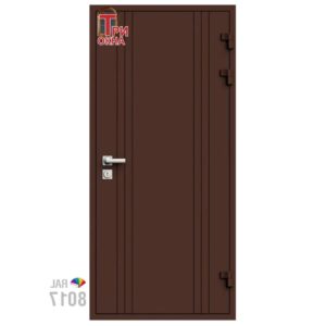 Морозостойкая входная утепленная дверь из дерева для коттеджа Solid Wood S7 207x96см правый цвет коричневый RAL 8017 в Новочебоксарске