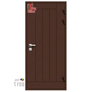 Морозостойкая входная утепленная дверь из дерева для коттеджа Termo Classic C1 207x86см правый цвет коричневый RAL 8017 в Новочебоксарске