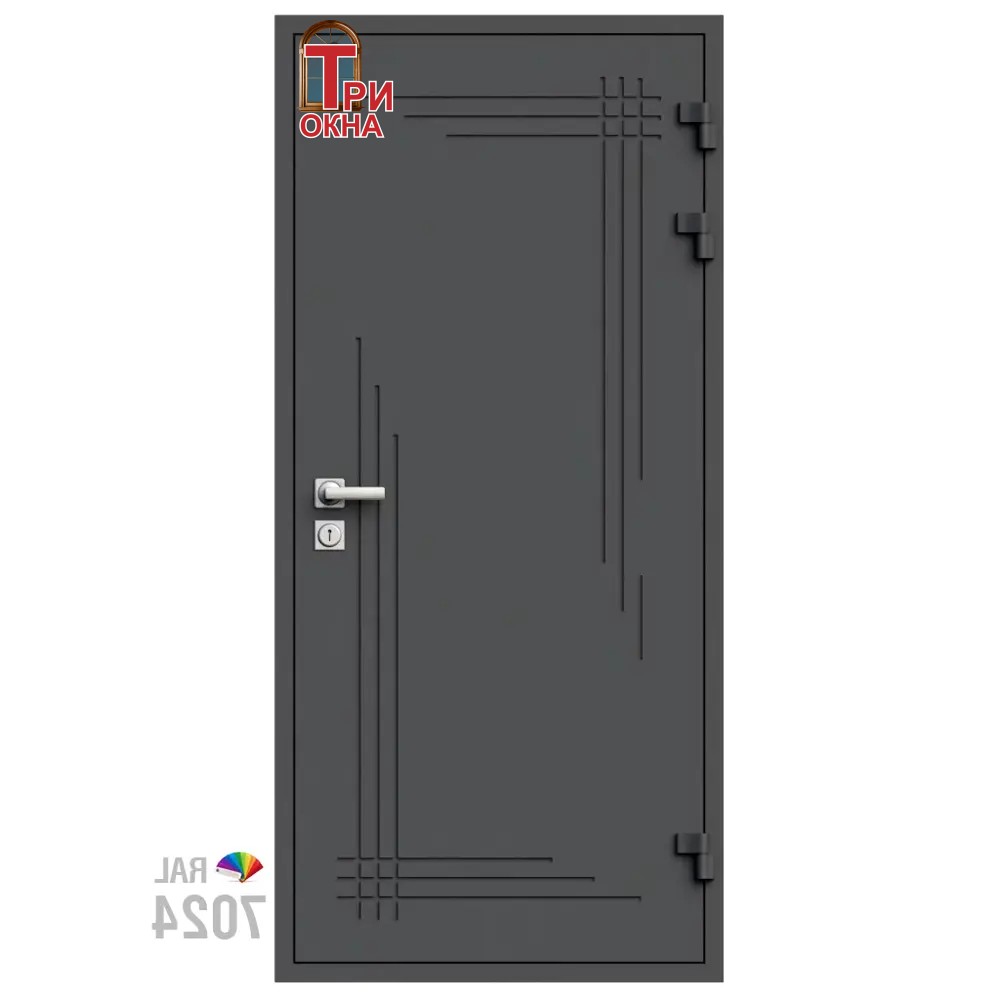 Морозостойкая входная утепленная дверь из дерева для коттеджа Solid Wood S6 207x86см правый цвет серый RAL 7024 в Новочебоксарске