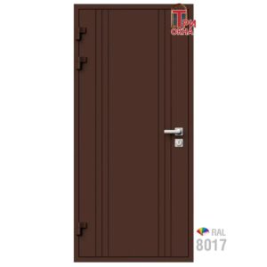 Морозостойкая входная утепленная дверь из дерева для коттеджа Solid Wood S5 227x86см левый цвет коричневый RAL 8017 в Новочебоксарске