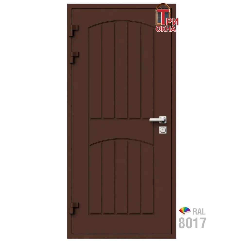 Морозостойкая входная утепленная дверь из дерева для коттеджа Grand Wood G20 227x86см левый цвет коричневый RAL 8017 в Новочебоксарске