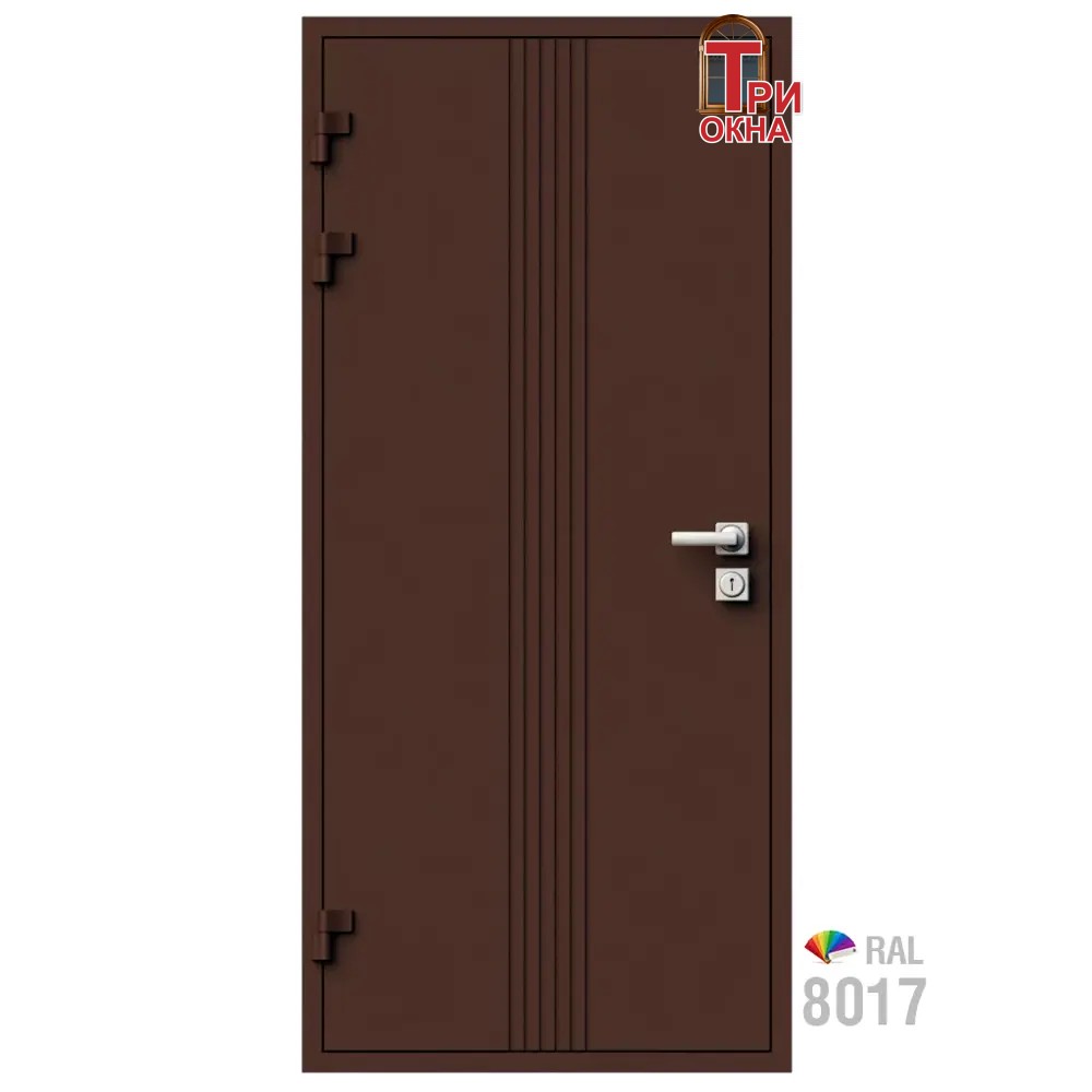 Морозостойкая входная утепленная дверь из дерева для коттеджа Termo Classic C3 207x96см левый цвет коричневый RAL 8017 в Новочебоксарске